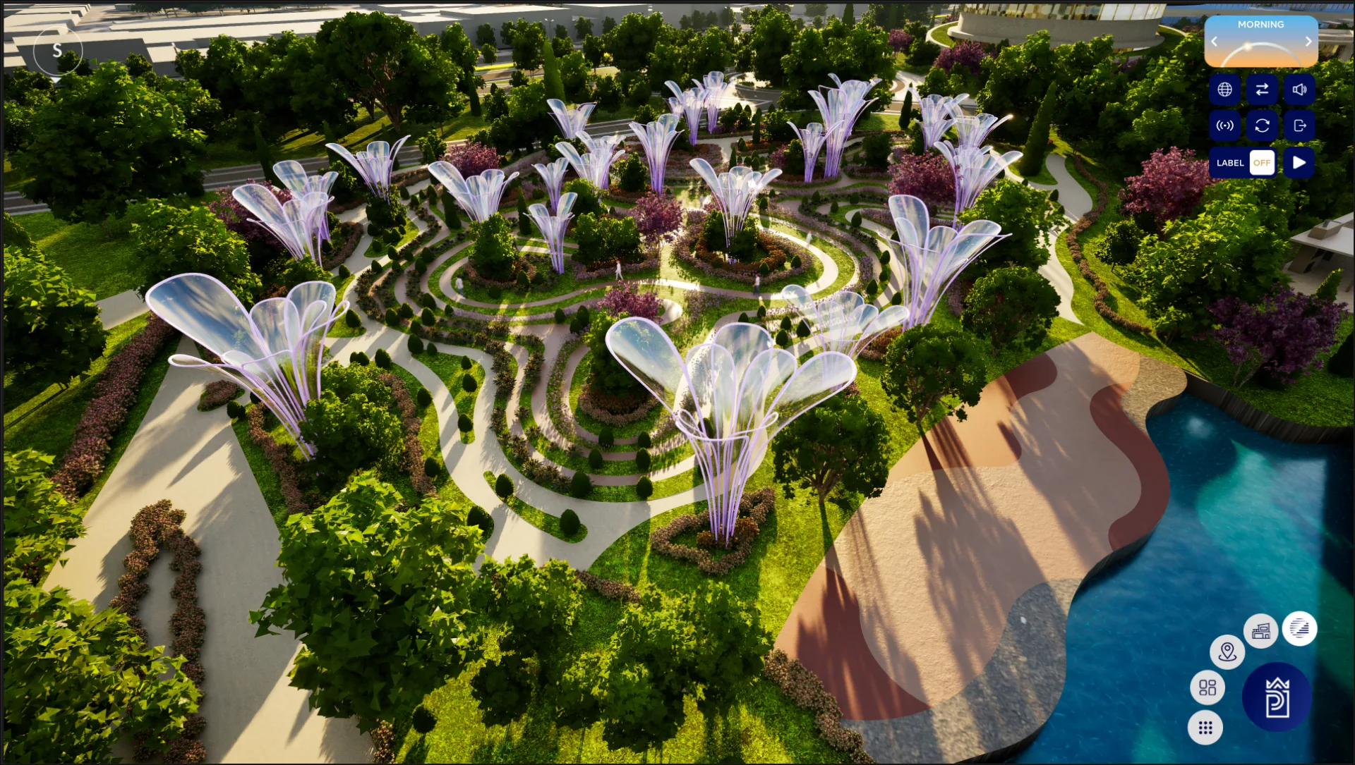 Landscaped garden amenity in the twin