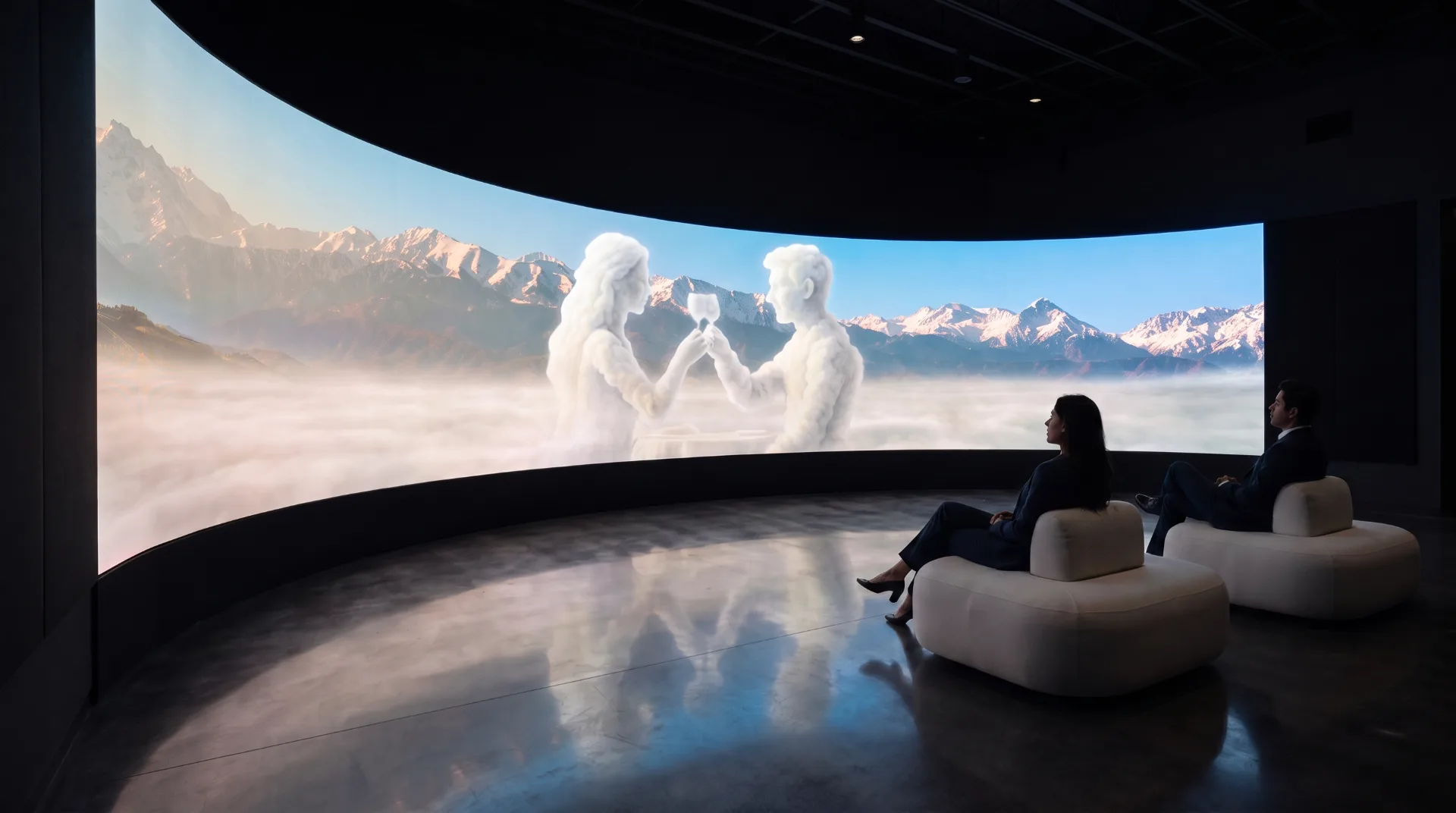Immersive showroom with the concave screen
