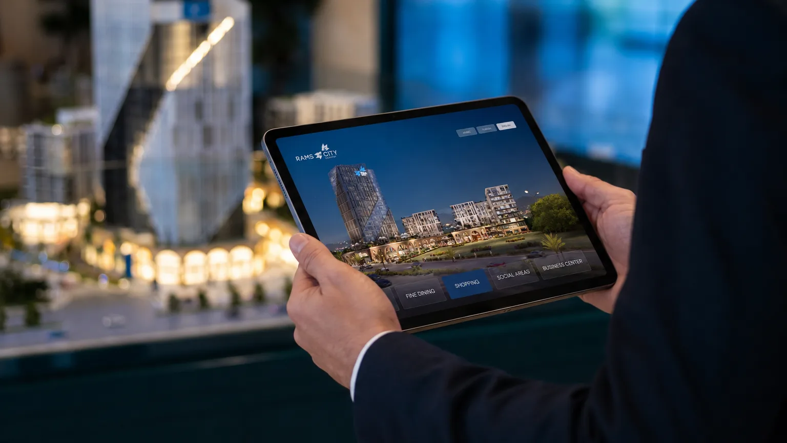 iPad controlling the interactive scale model