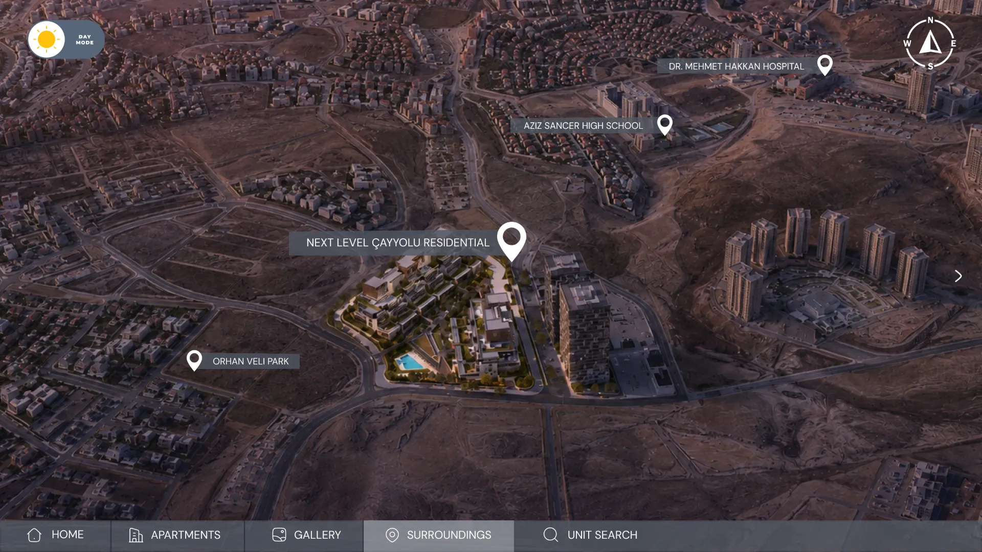 Aerial map of the Next Level surroundings