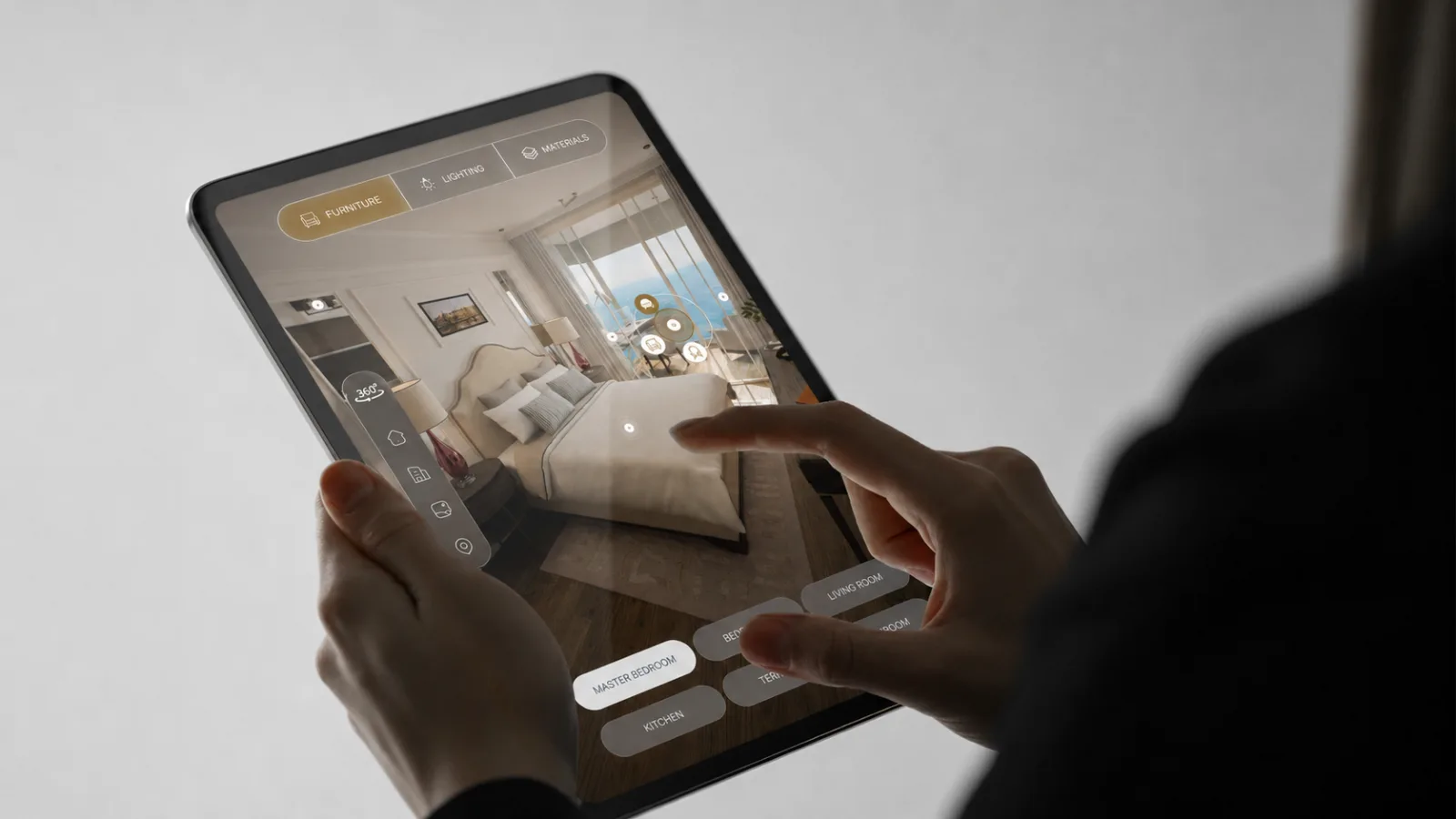 Changing interior options in the configurator on a tablet