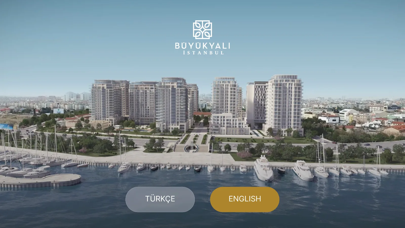 Büyükyalı application start screen with language selection